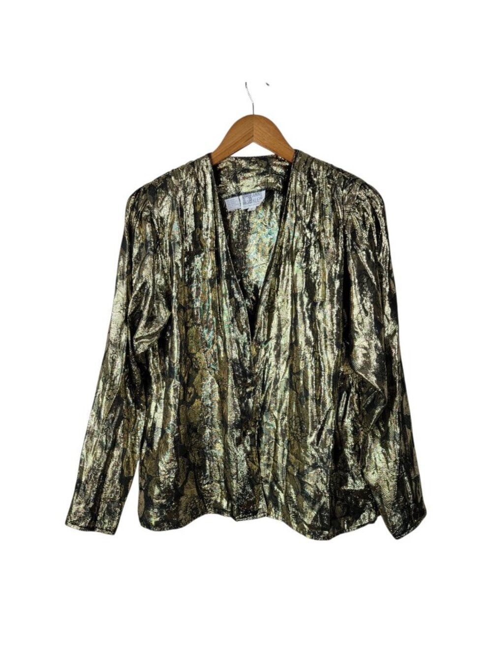 Vintage Gold Metallic Blazer Sz 8 Medium 80s Evening Cocktail Lightweight gaudy